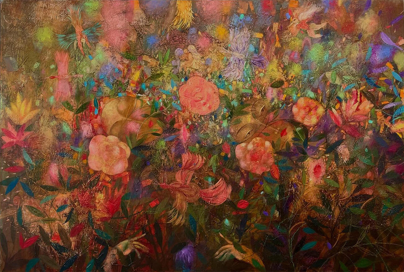 Evening, 2025 Pastel and oil on canvas, 160 × 110 cm