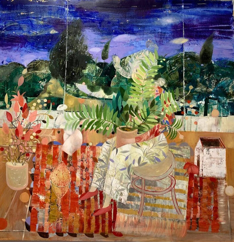 Once Upon a Time in the Evening, 120x120, 2023. Oil on canvas